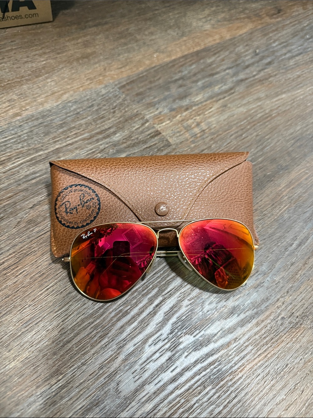 Ray-Ban Aviator Sunglasses - Gold Frame with Red-Orange Mirror Lenses